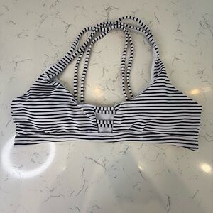 Striped Black and White Bikini Top